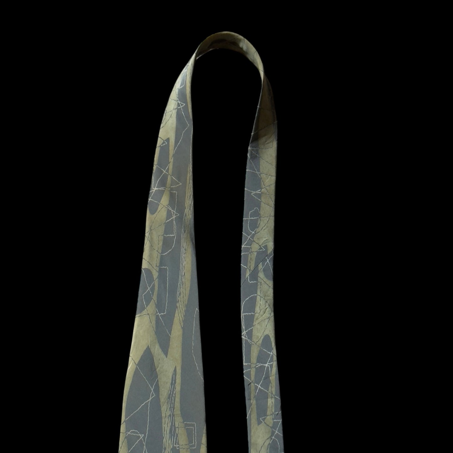 MIYAKE Design Studio Olive Green Abstract Silk Tie (8.9 cm by 142.5 cm)  Medium Front