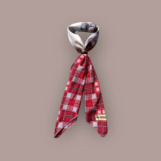 FERRARI vintage Equestrian crepe silk scarf (88 cm by 83 cm). Hand rolled hem