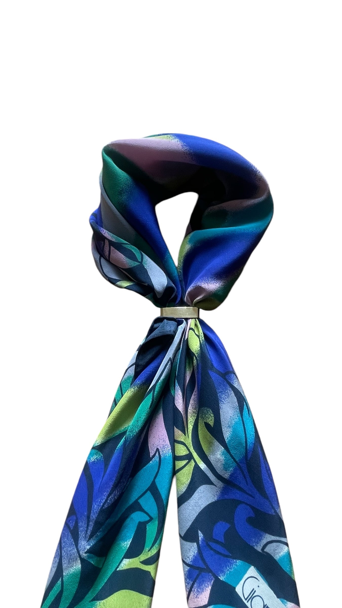 GIANNI VERSACE Vintage Black Abstract/Floral Crepe Silk Scarf (82 cm by 85 cm) Hand rolled edges.