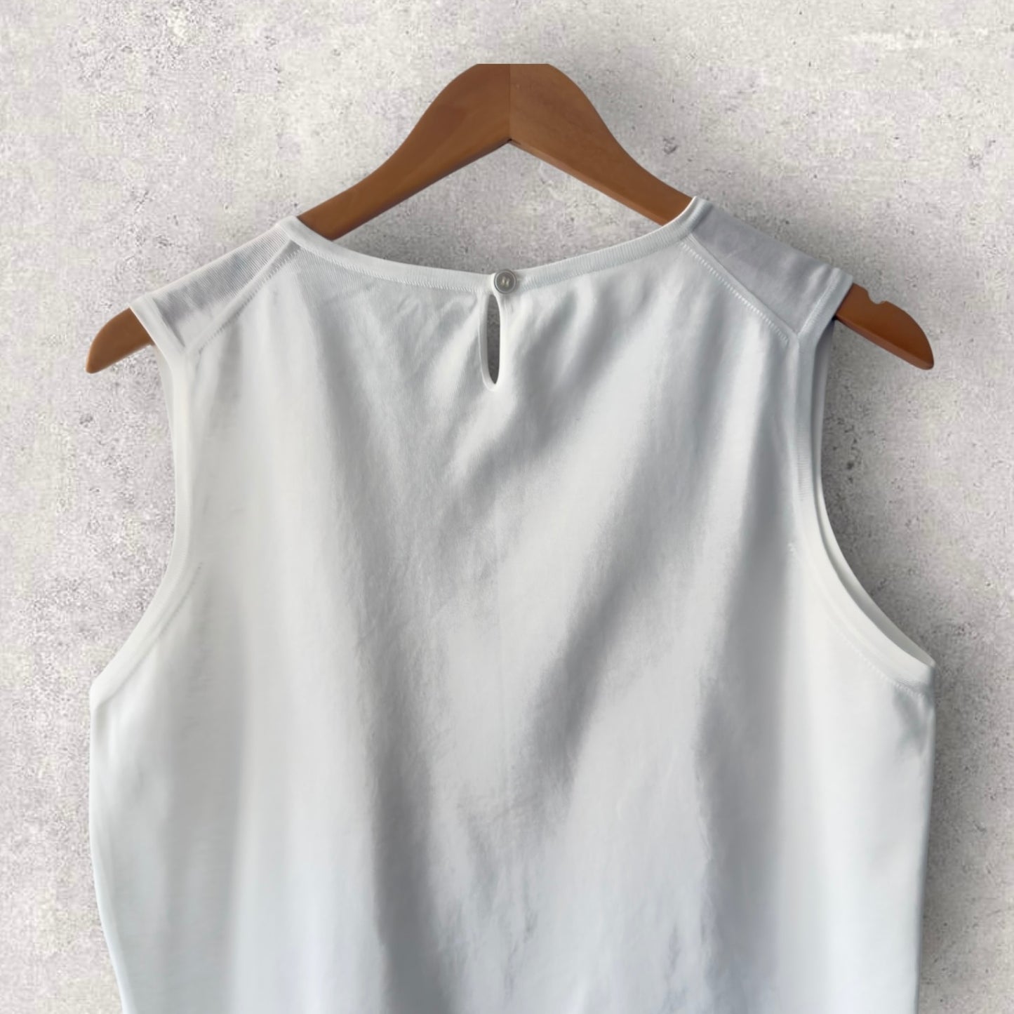 HERMES Vintage White Cotton Tank Top. Size S (Small/Medium Body fitted).