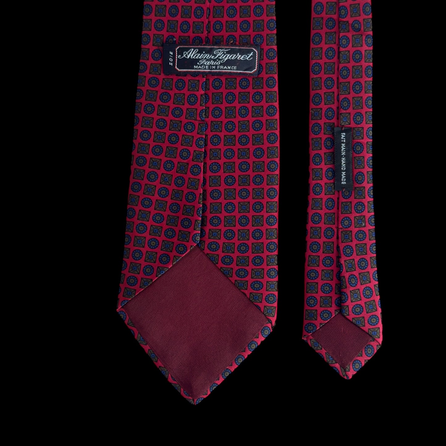 ALAIN FIGARET Vintage Red Dotted Silk Tie (9 cm by 149 cm)