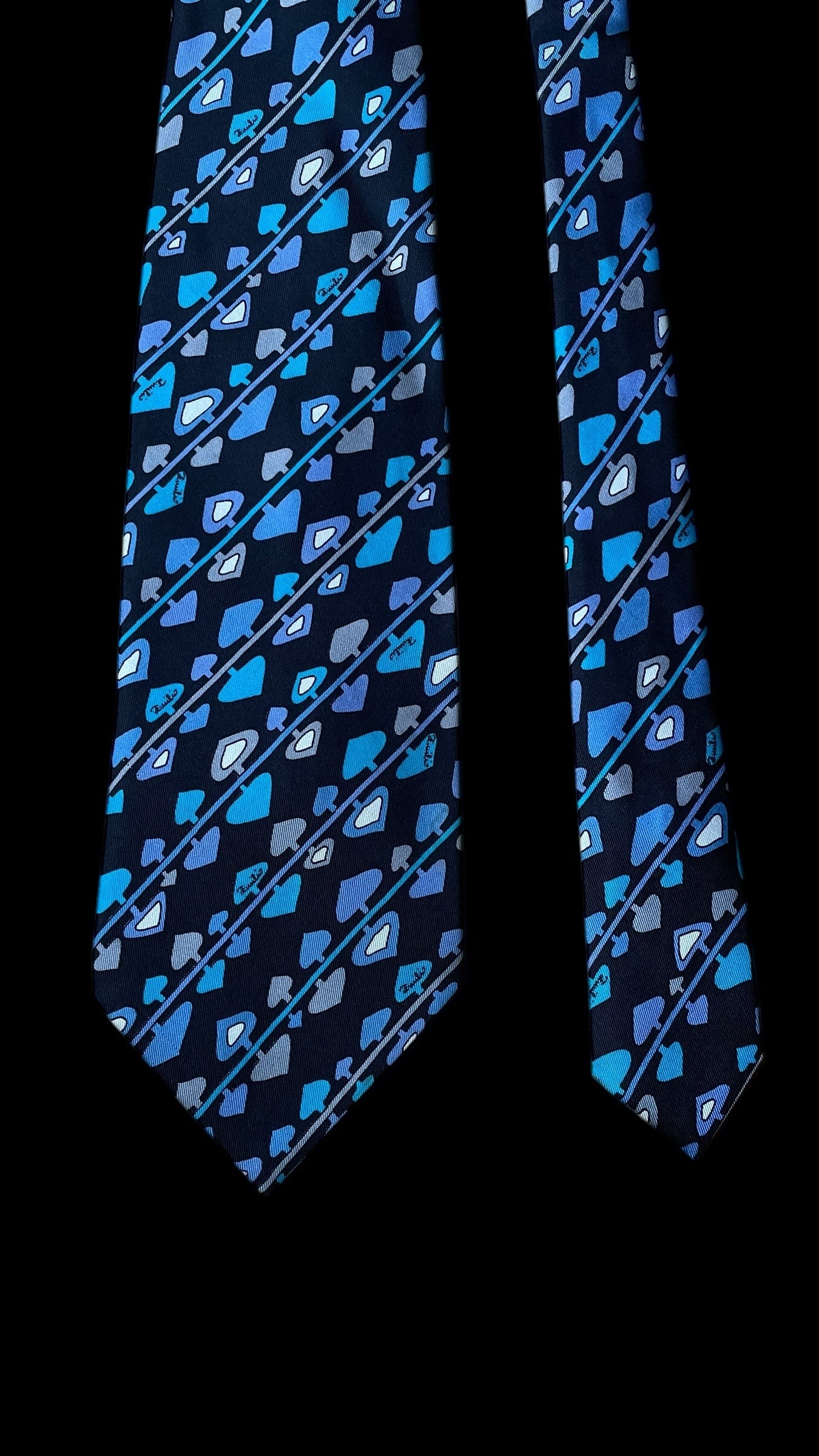 EMILIO PUCCI Vintage Black Psychedelic Trees Silk Tie (10 cm by 136 cm) Wide Front Size