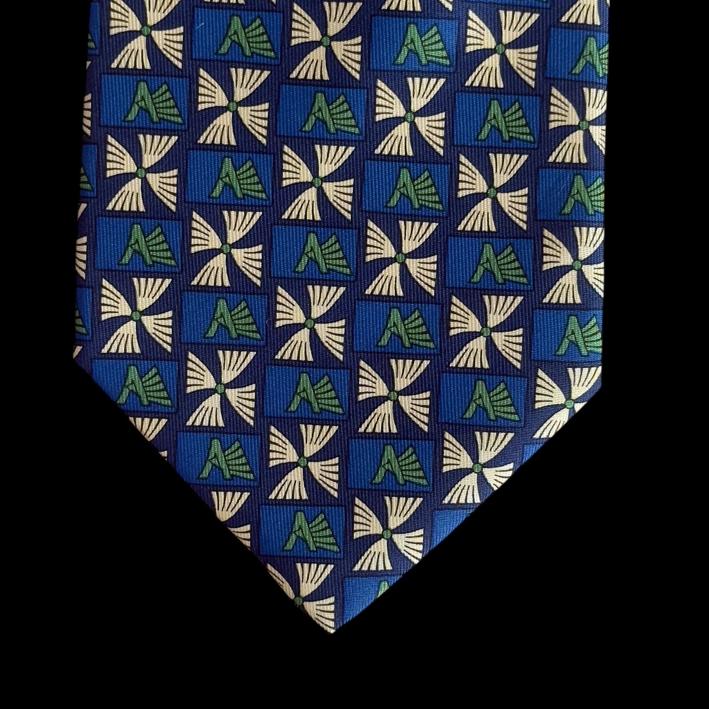 CREATION PROJECTIF   Vintage Navy Blue Abstract Silk Tie (9 cm by 151 cm)