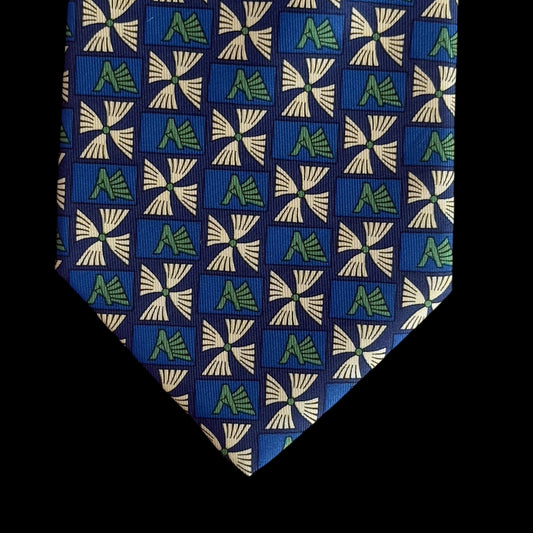 CREATION PROJECTIF   Vintage Navy Blue Abstract Silk Tie (9 cm by 151 cm)