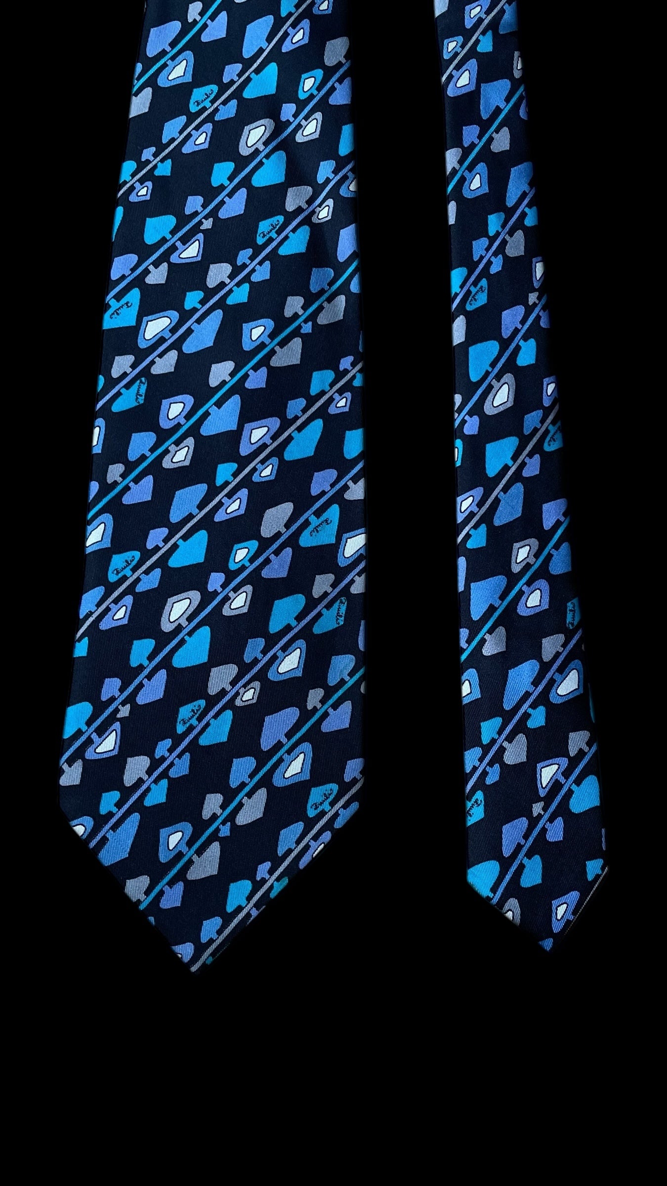 EMILIO PUCCI Vintage Black Psychedelic Trees Silk Tie (10 cm by 136 cm) Wide Front Size