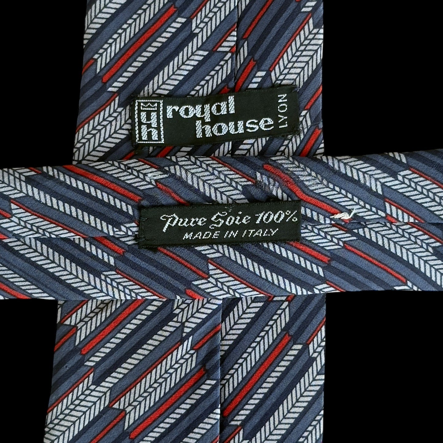 Vintage Grey Geometric Crepe Silk Tie by ROYAL HOUSE Lyon (8 cm by 146.5 cm)