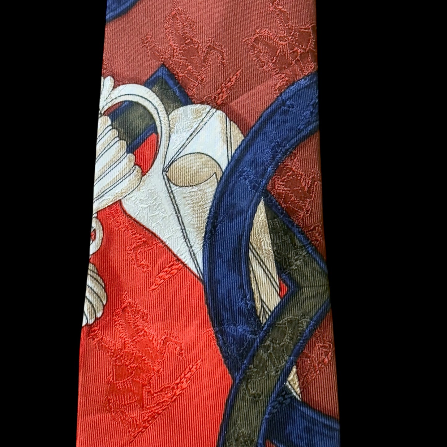 HERMES Vintage Burnt Orange Equestrian Silk Jacquard Tie (8.5 cm by 149 cm) Medium Front Width.