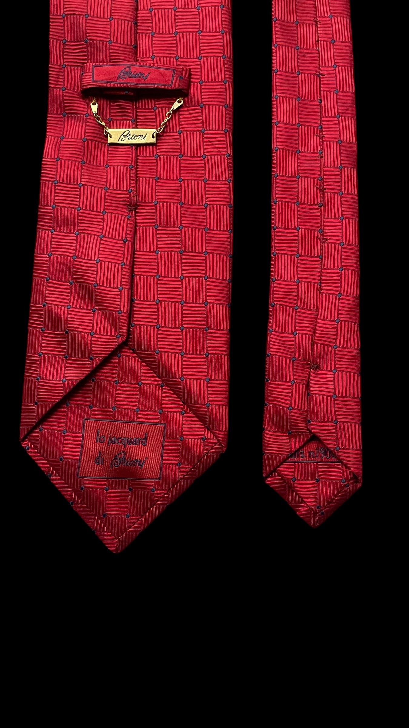 BRIONI Vintage Red Silk Jacquard Tie (9.6 cm by 148.5 cm)