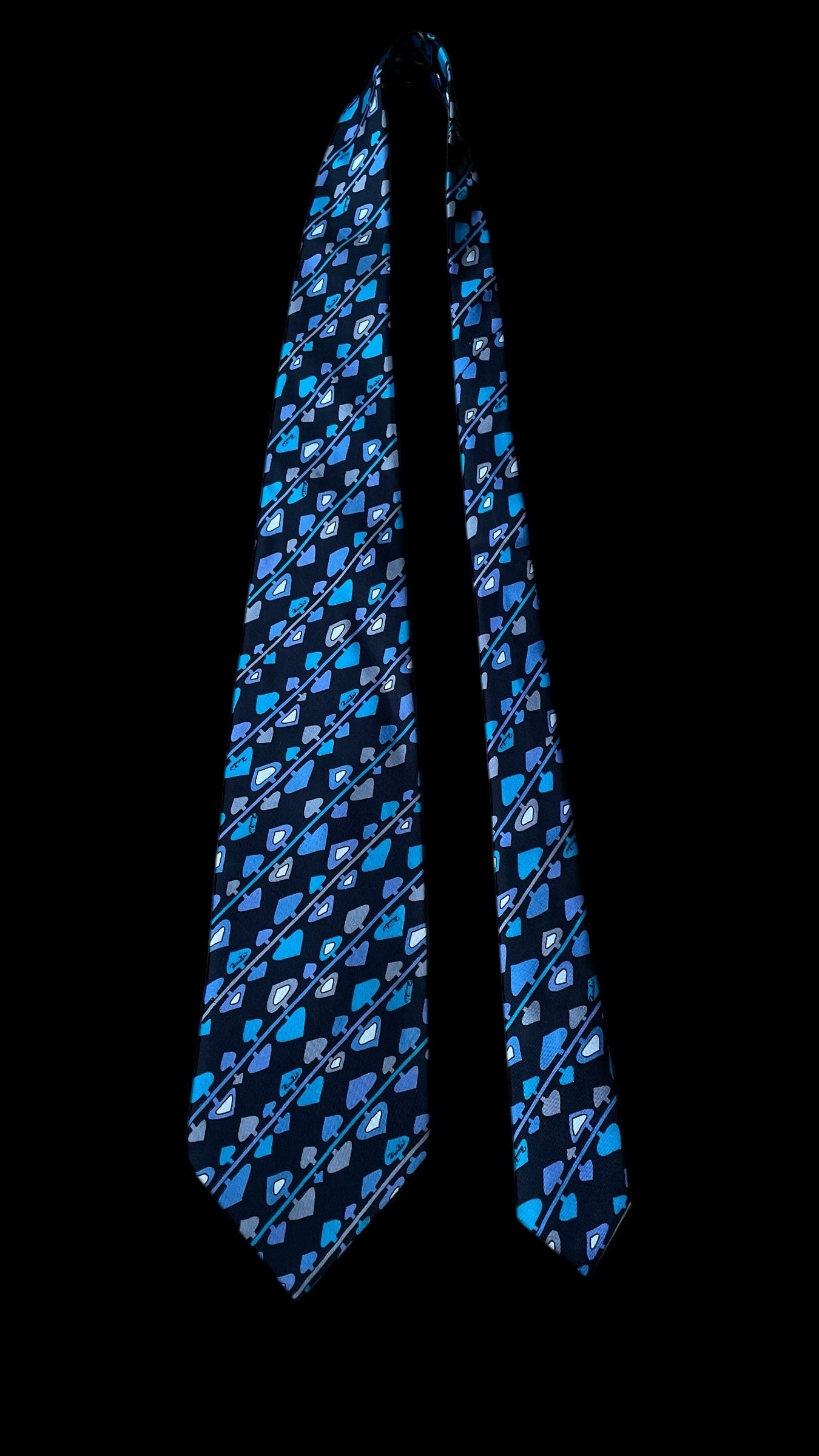 EMILIO PUCCI Vintage Black Psychedelic Trees Silk Tie (10 cm by 136 cm) Wide Front Size