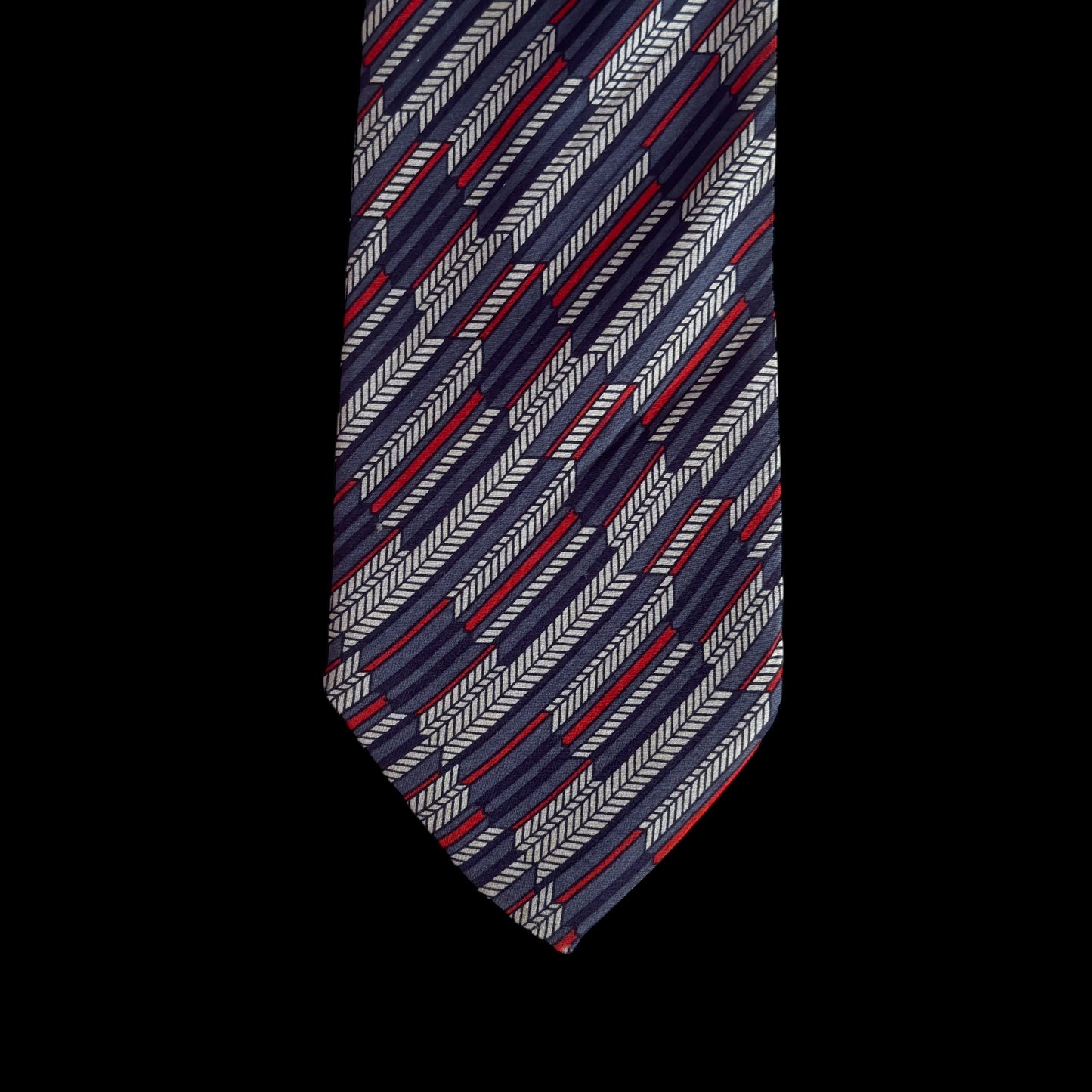 Vintage Grey Geometric Crepe Silk Tie by ROYAL HOUSE Lyon (8 cm by 146.5 cm)