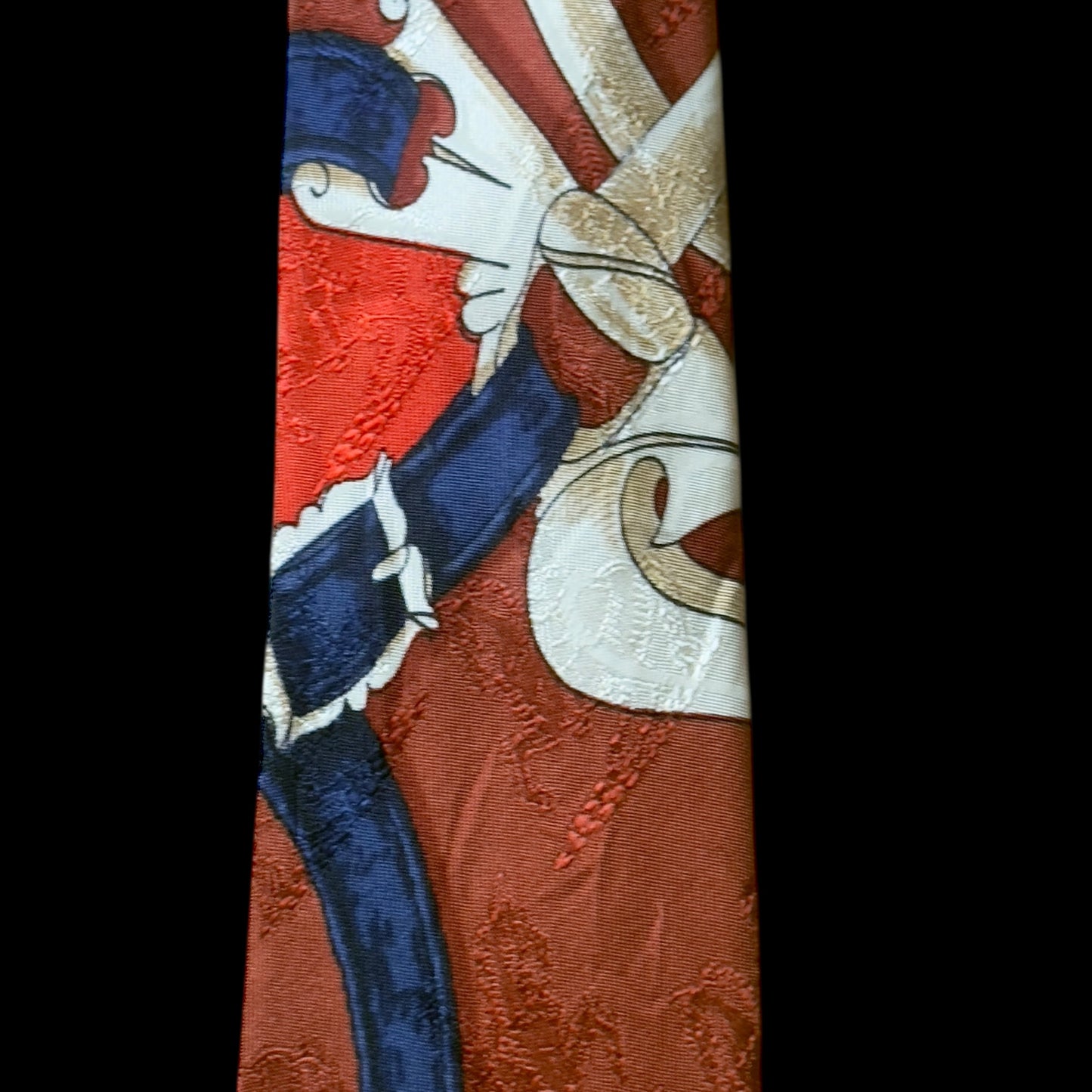 HERMES Vintage Burnt Orange Equestrian Silk Jacquard Tie (8.5 cm by 149 cm) Medium Front Width.