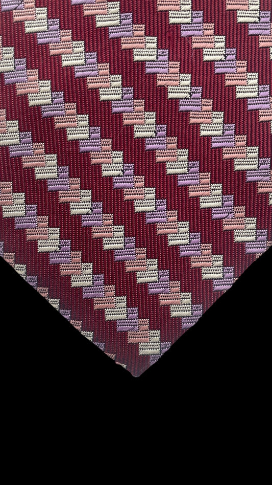 COURREGES Vintage Purple Geometric Silk Tie  (9.5 cm by 146 cm) Normal front size.