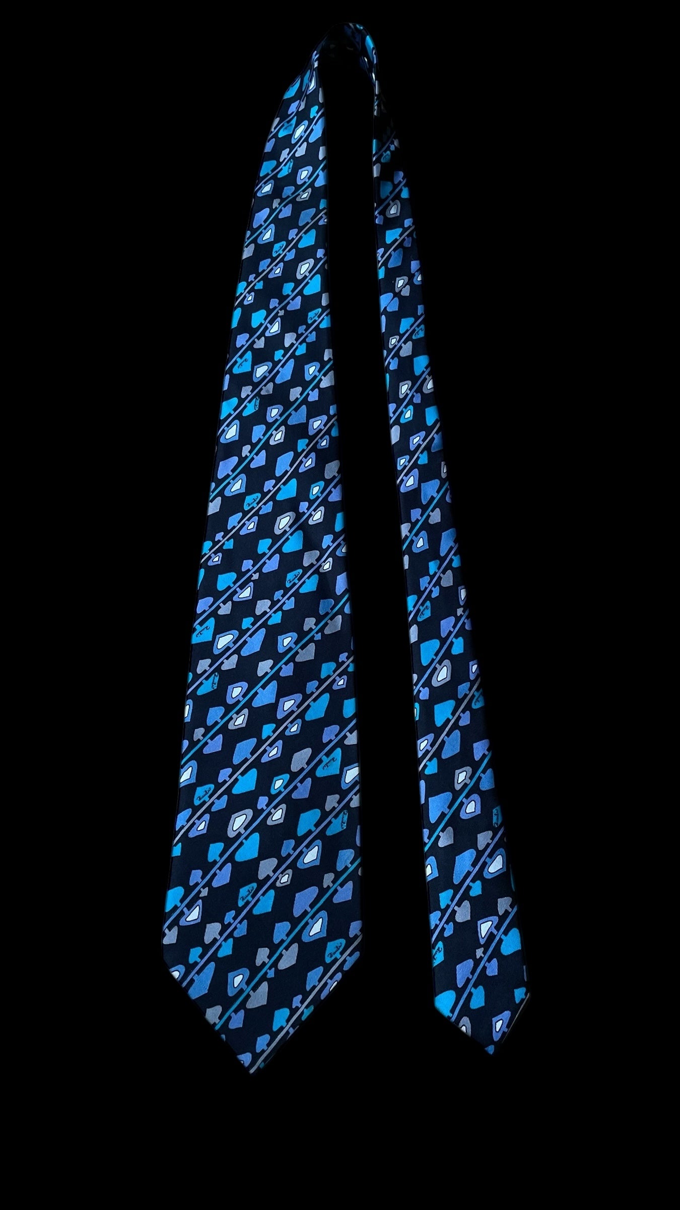 EMILIO PUCCI Vintage Black Psychedelic Trees Silk Tie (10 cm by 136 cm) Wide Front Size