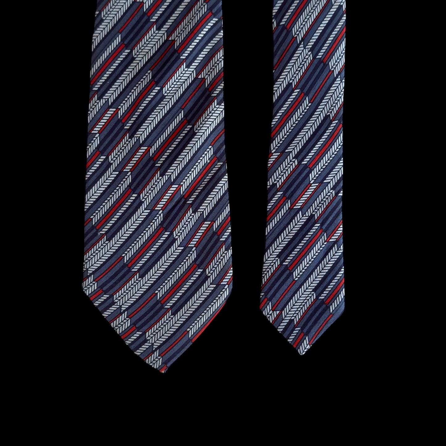 Vintage Grey Geometric Crepe Silk Tie by ROYAL HOUSE Lyon (8 cm by 146.5 cm)