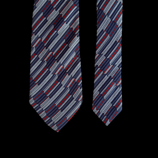 Vintage Grey Geometric Crepe Silk Tie by ROYAL HOUSE Lyon (8 cm by 146.5 cm)