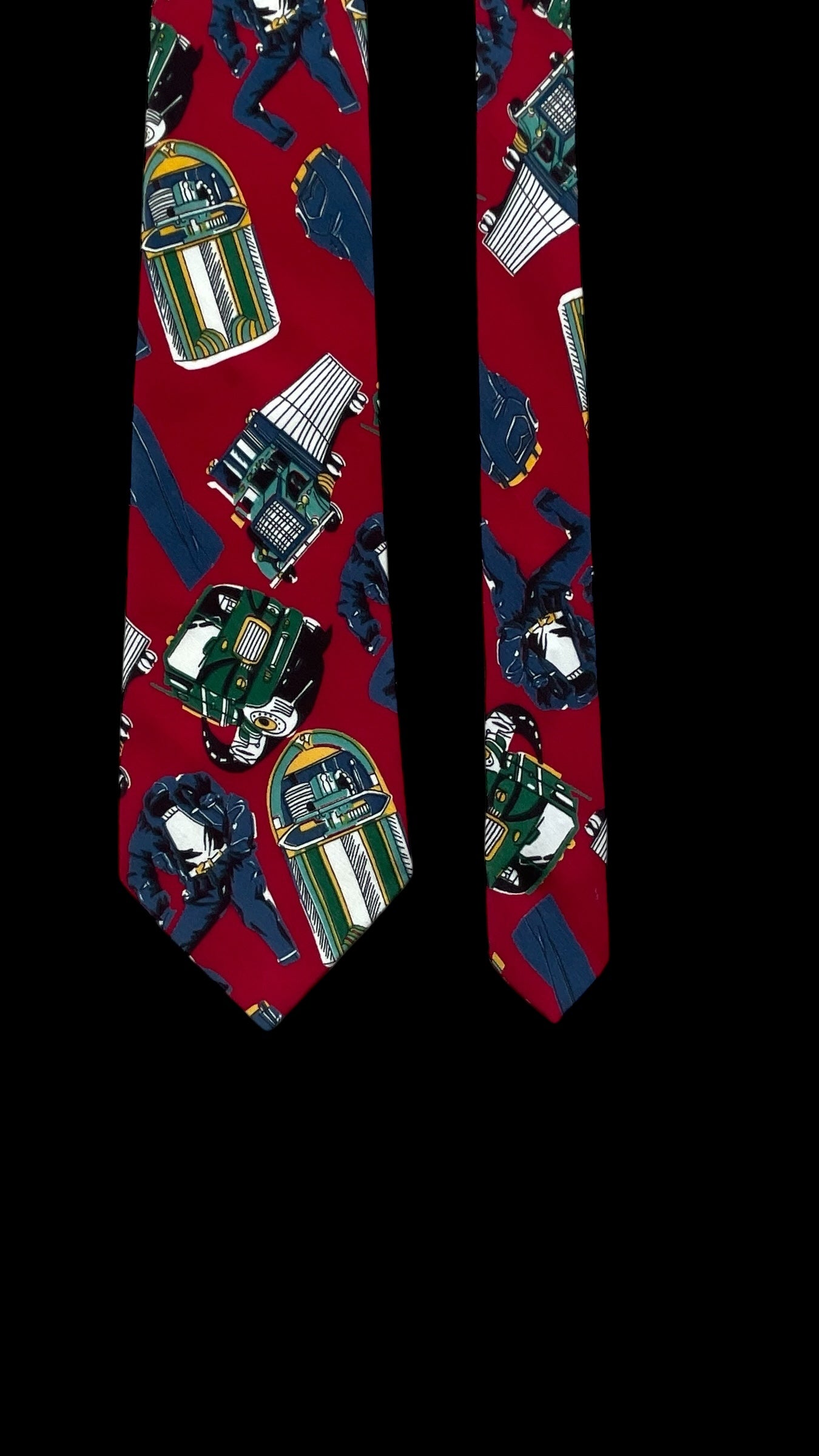 FERRARI Vintage Burgundy Novelty Crepe Silk Tie (8.8 cm by 144 cm) Medium front size.