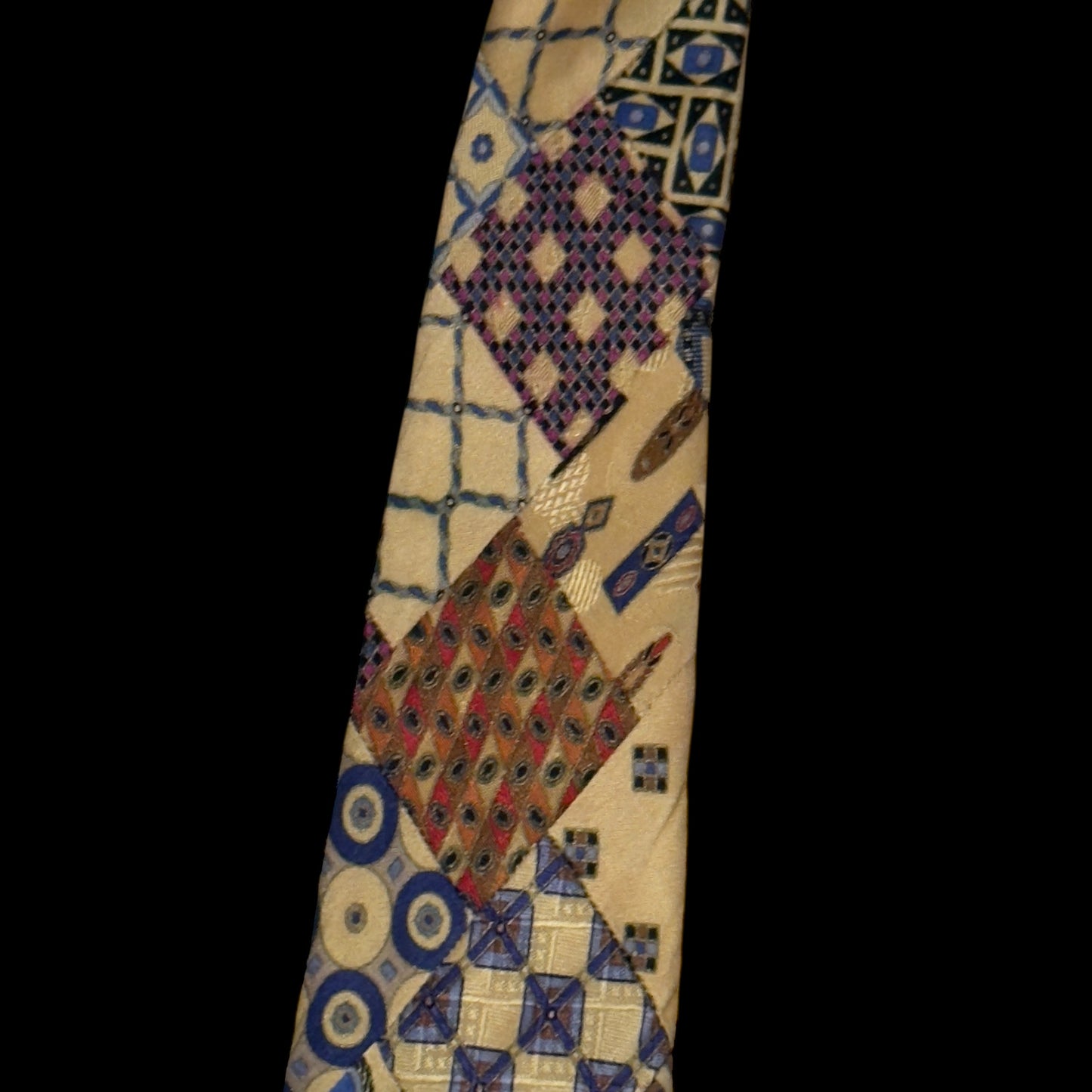 STEFANO RICCI Vintage Yellow Abstract Patchwork Silk Jacquard Tie (9.8 cm by 163.5 cm) Very Long