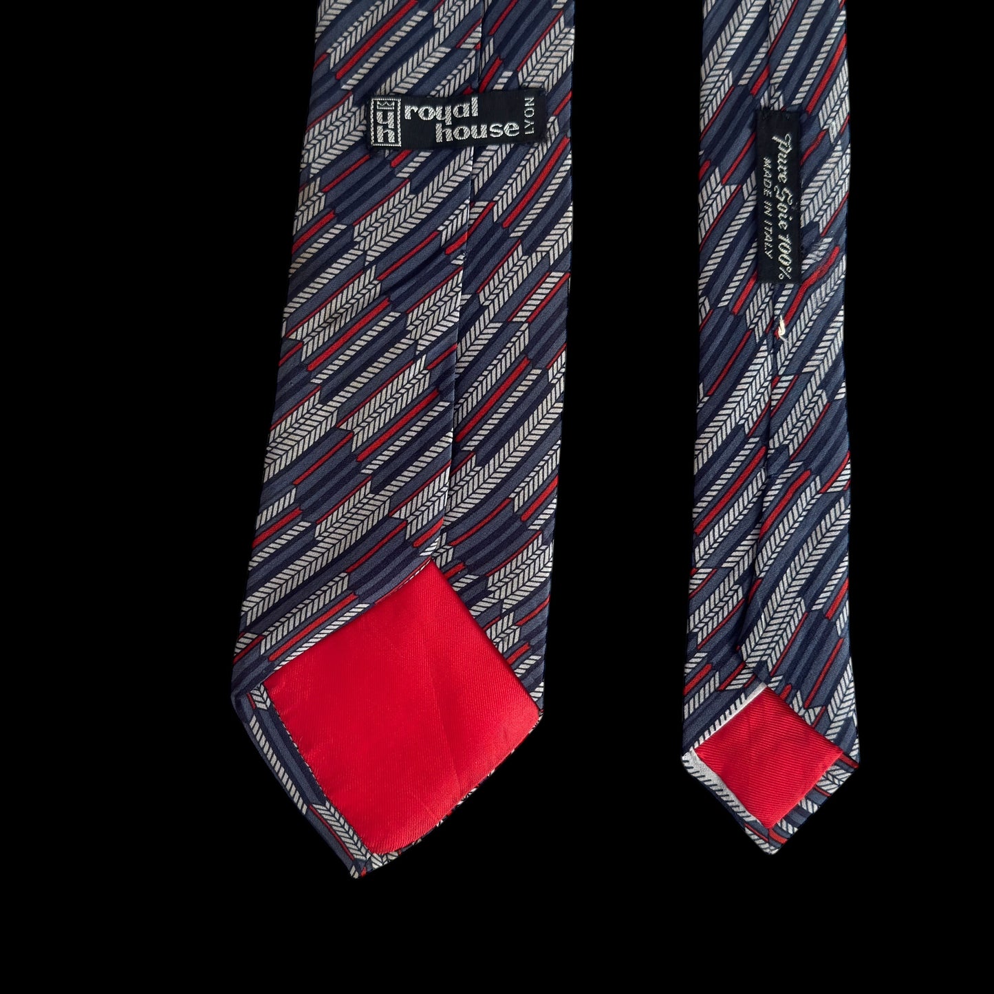 Vintage Grey Geometric Crepe Silk Tie by ROYAL HOUSE Lyon (8 cm by 146.5 cm)