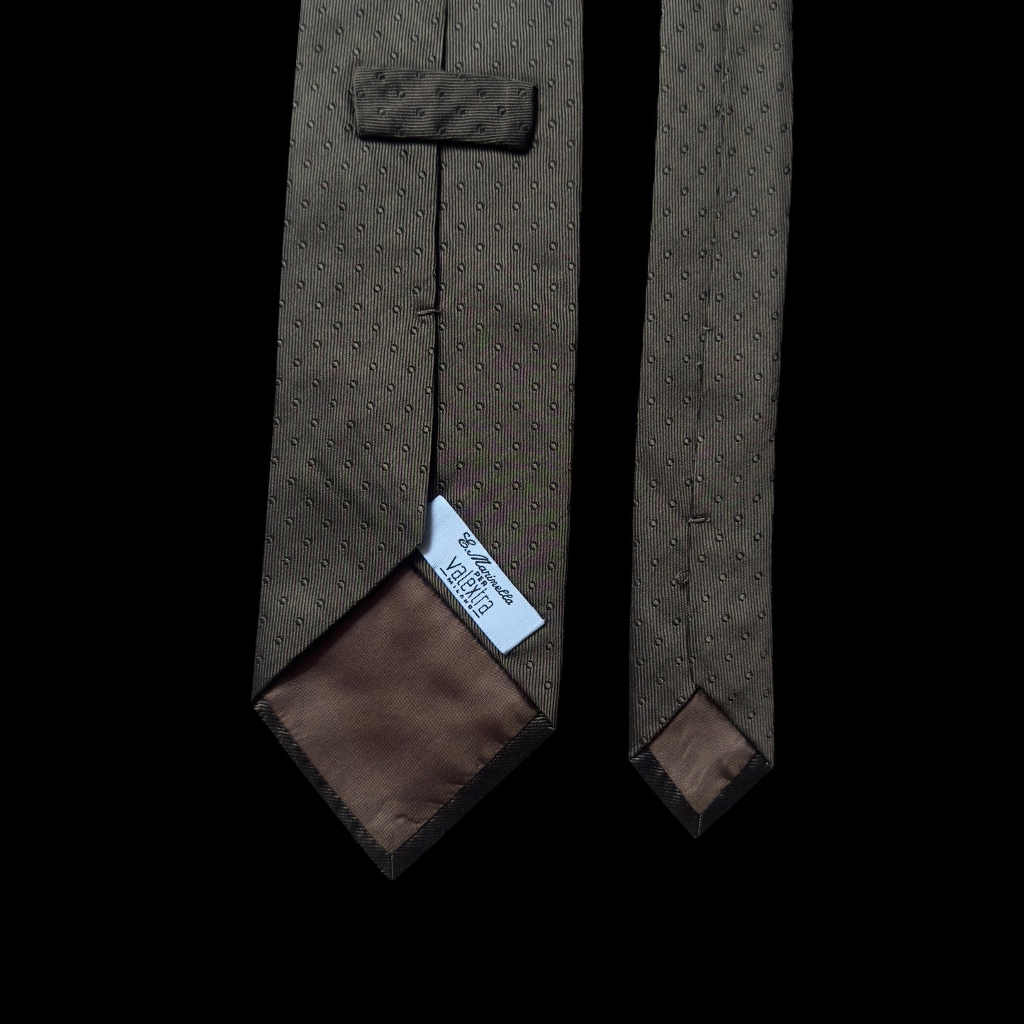 E. MARINELLA per VALEXTRA Vintage Dark Brown Silk Tie (9.7 cm by 151 cm) Longer Length.