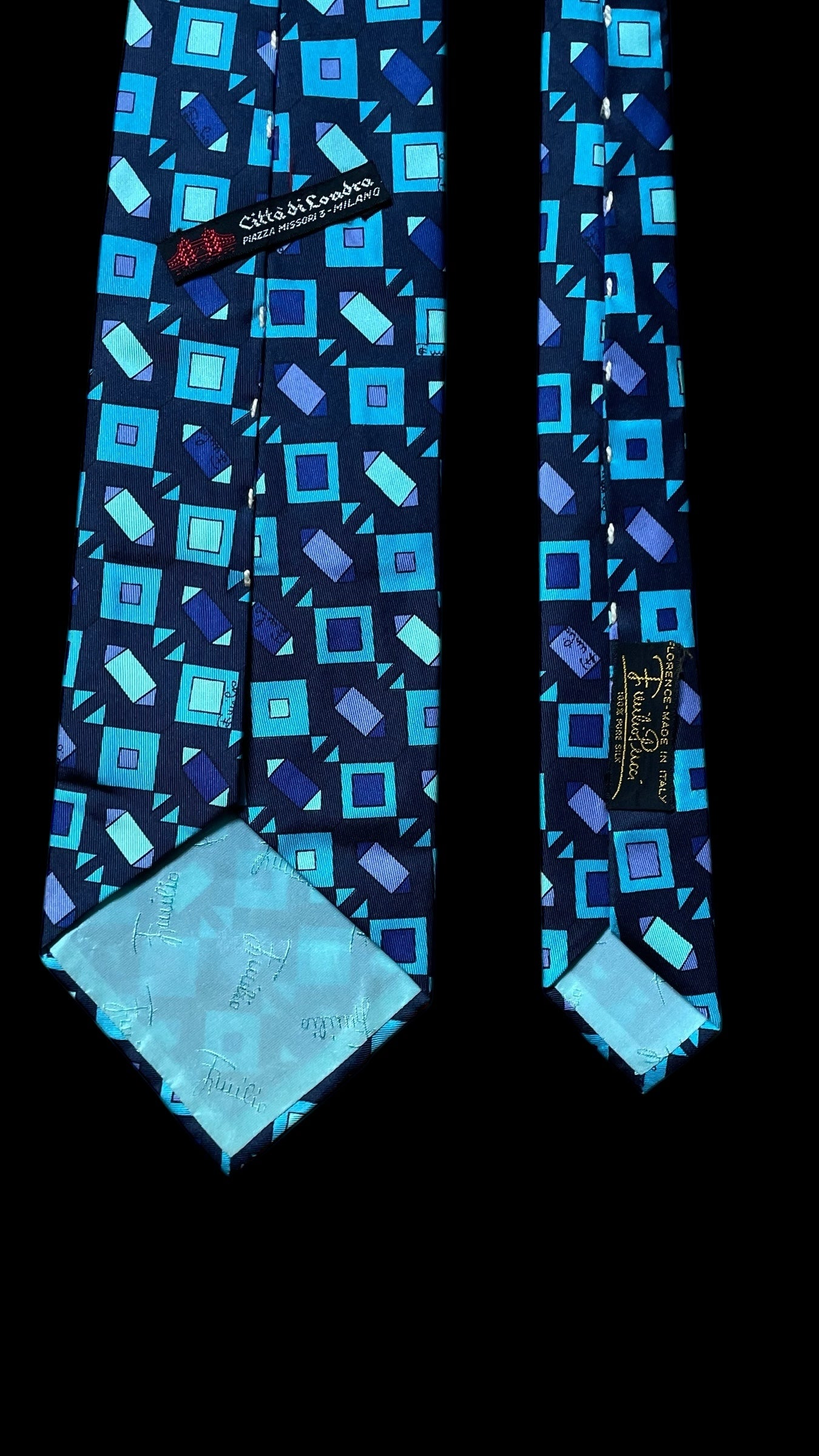 Navy-Blue Psychedelic Vintage Silk Tie by EMILIO PUCCI (10.2 cm by 132 cm) Wider Front Size