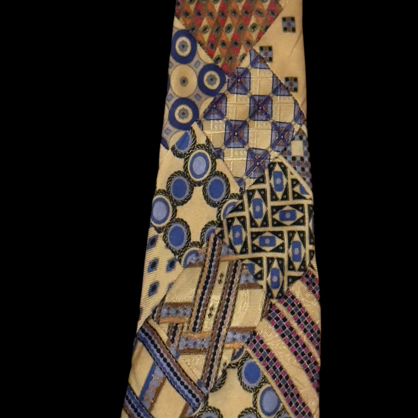 STEFANO RICCI Vintage Yellow Abstract Patchwork Silk Jacquard Tie (9.8 cm by 163.5 cm) Very Long