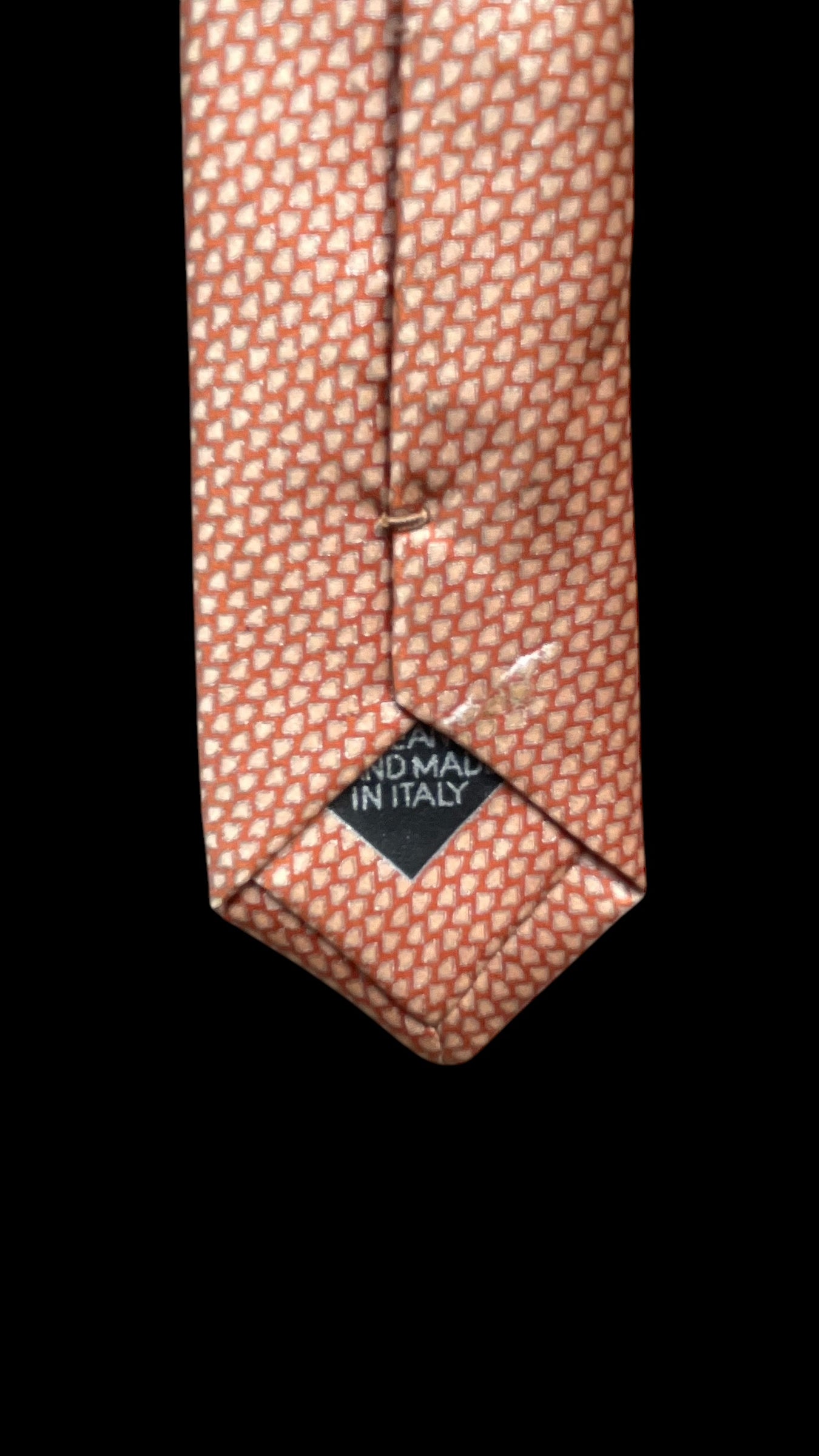 Vintage Orange Geometric Pleated Silk Tie by BRIONI (9 cm by 160 cm) Longer length.