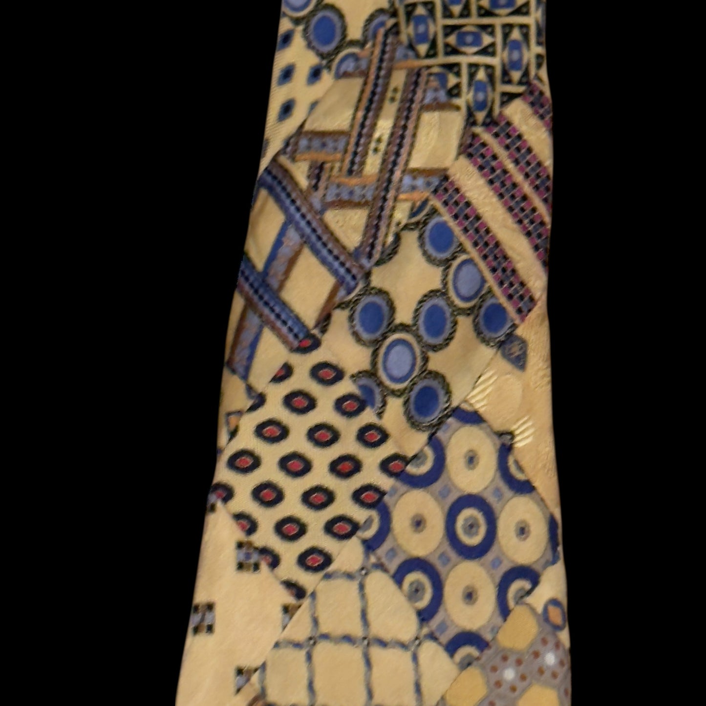 STEFANO RICCI Vintage Yellow Abstract Patchwork Silk Jacquard Tie (9.8 cm by 163.5 cm) Very Long