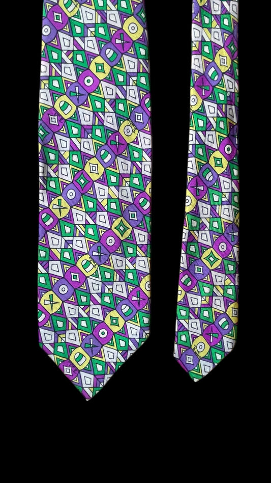 EMILIO PUCCI Vintage faded-Pink  Psychedelic Silk Tie (7.4 cm by 137.5 cm) Small Front Size