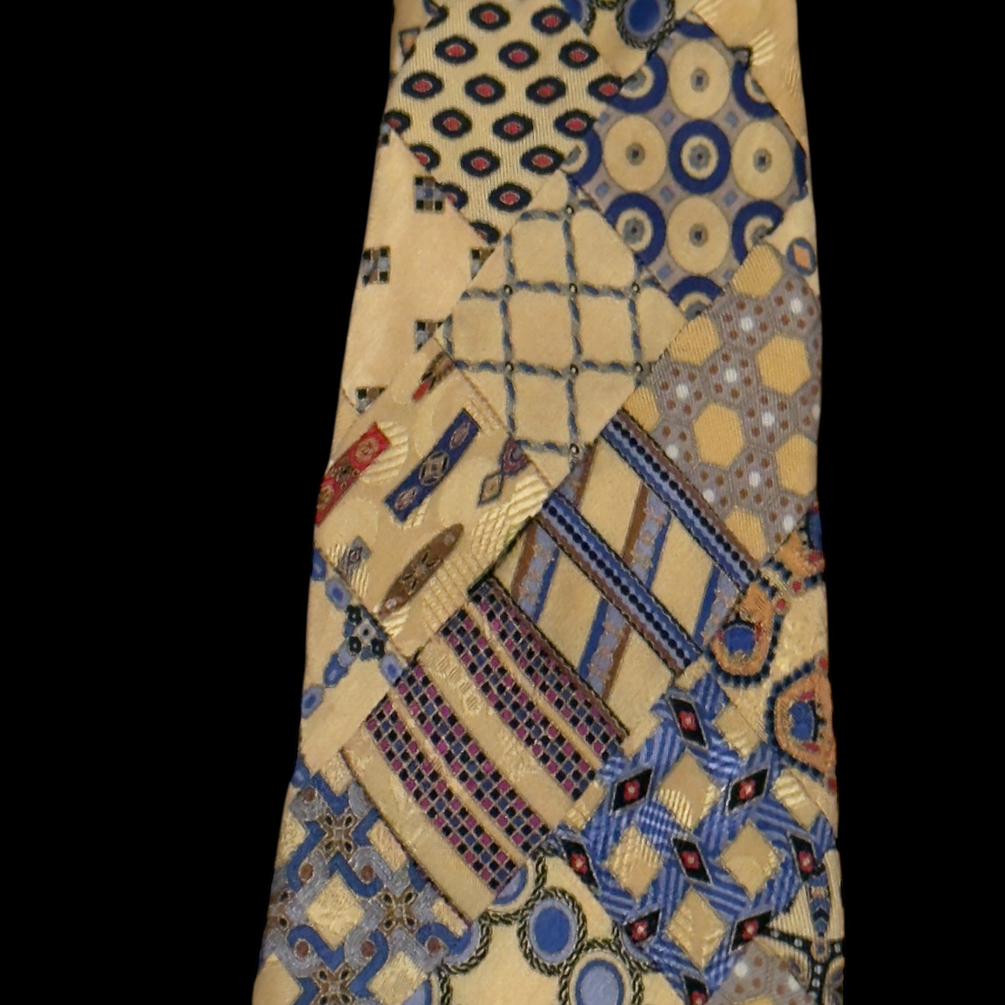 STEFANO RICCI Vintage Yellow Abstract Patchwork Silk Jacquard Tie (9.8 cm by 163.5 cm) Very Long