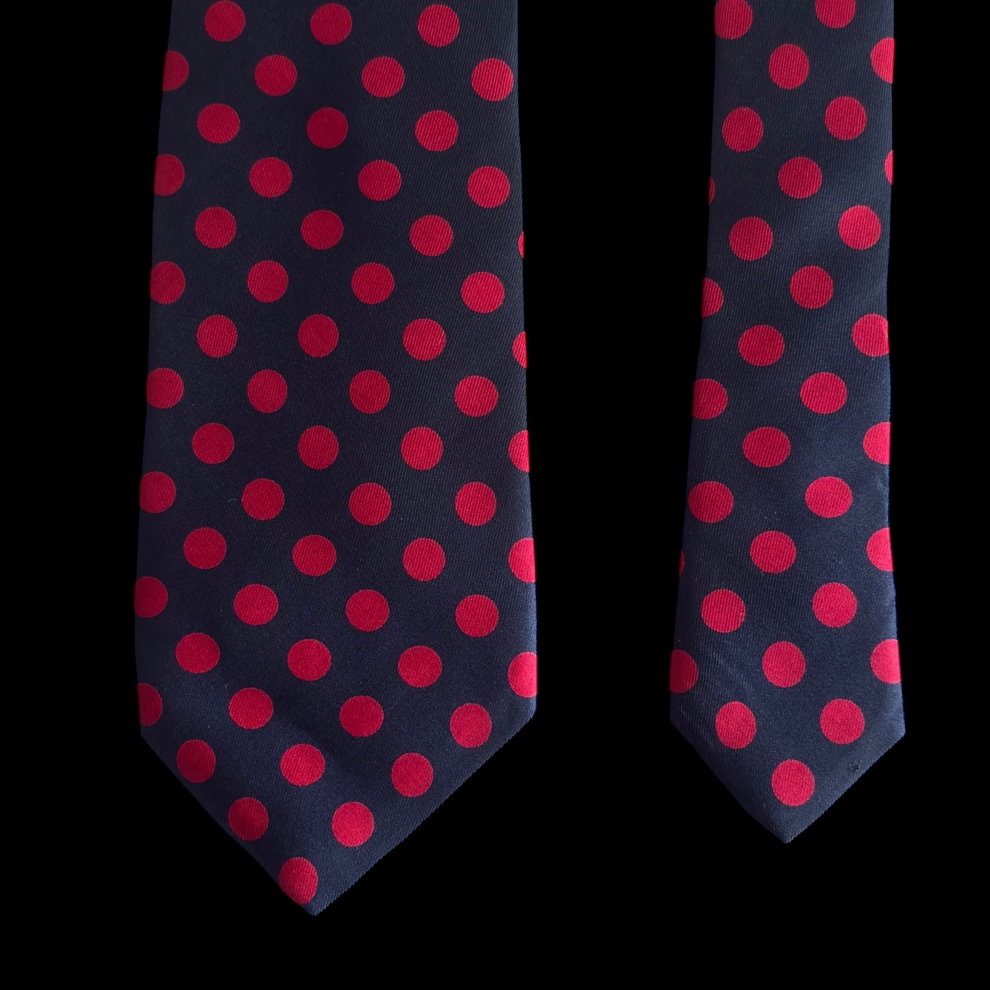Vintage Navy Blue Polka Dots Silk Tie by JEAN RISSER (7.7 cm by 145.5 cm)