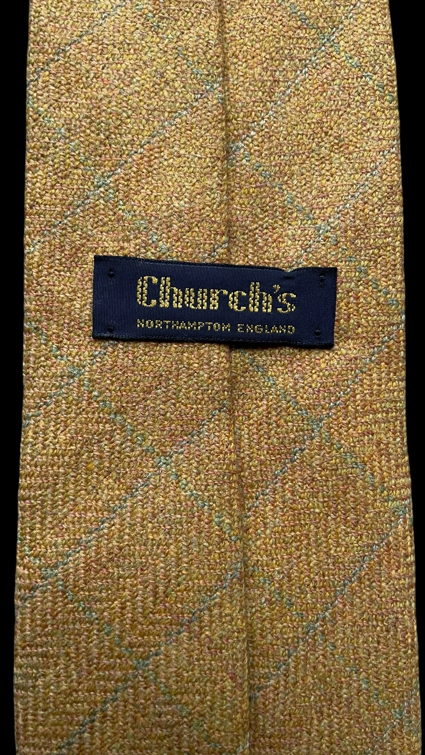 CHURCH’S Vintage Mustard colour Herringbone Wool Tie (8.7 cm by 151 cm) Longer length