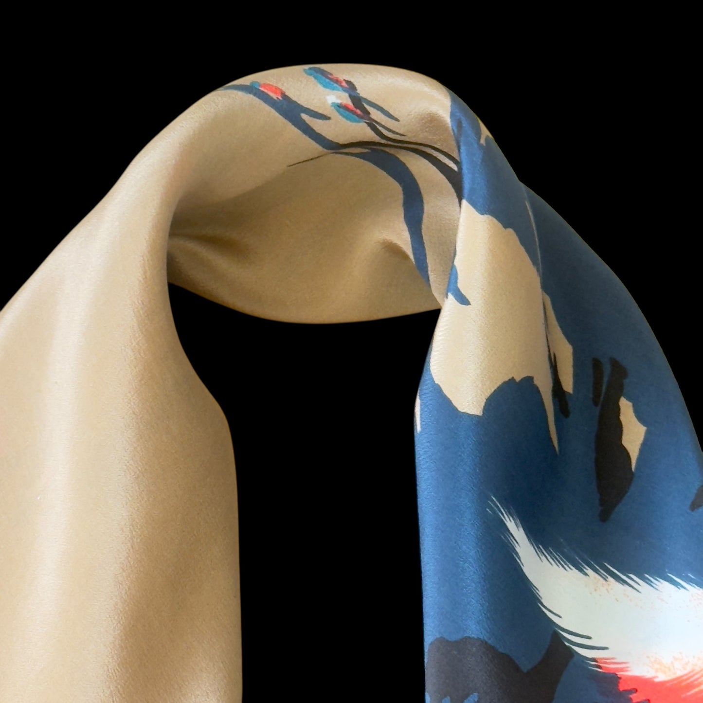 JEHAU de FABREGUES Vintage Brown Exotic Crepe Silk Scarf (75 cm by 76.5 cm)