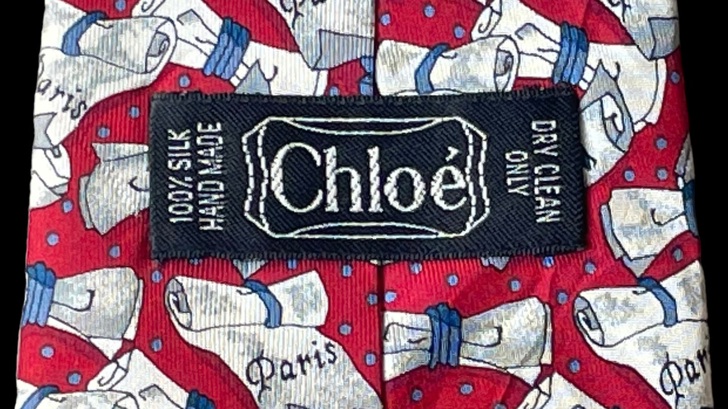 Novelty vintage silk tie by CHLOE (9.1 cm by 150 cm)