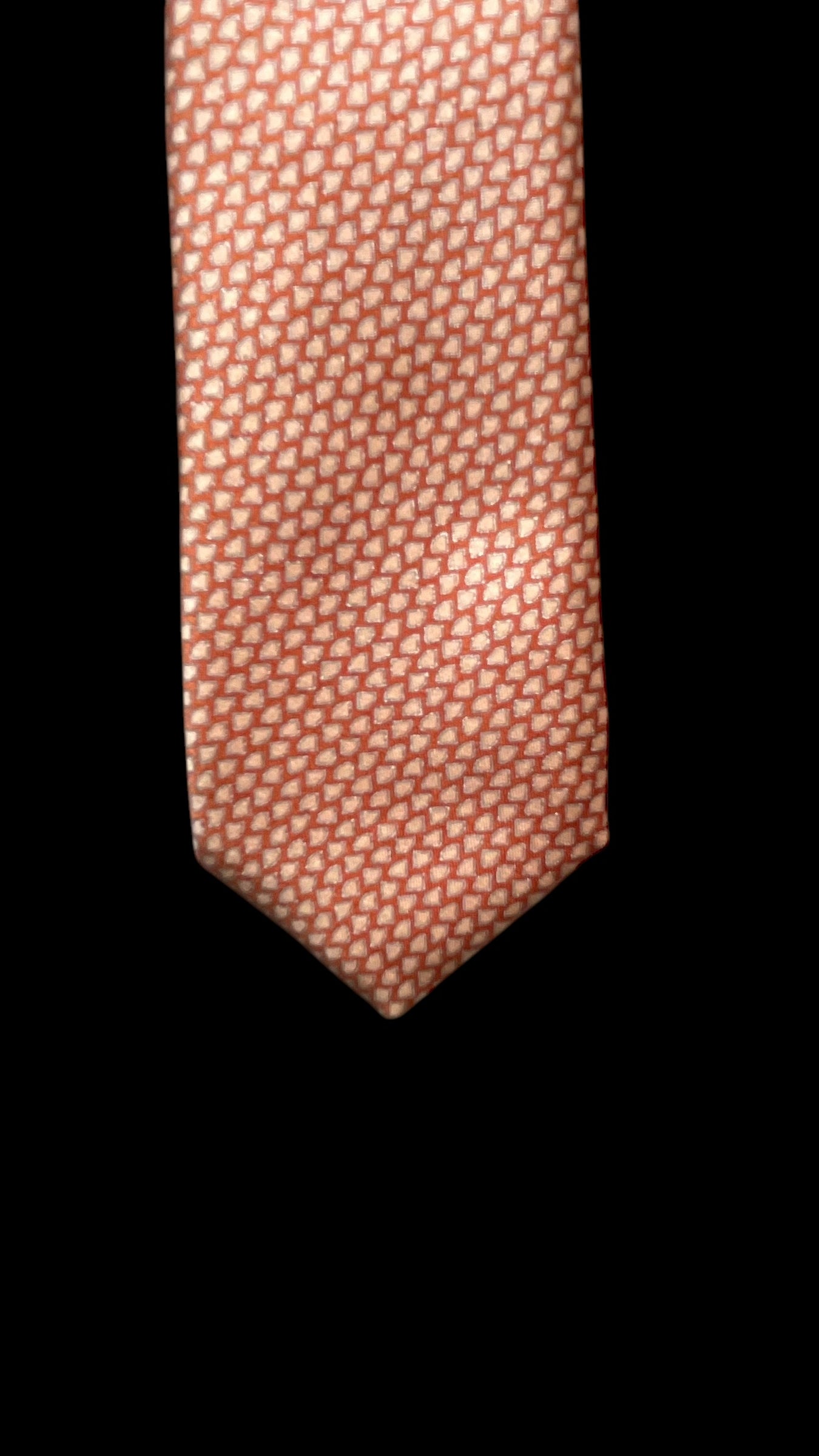 Vintage Orange Geometric Pleated Silk Tie by BRIONI (9 cm by 160 cm) Longer length.