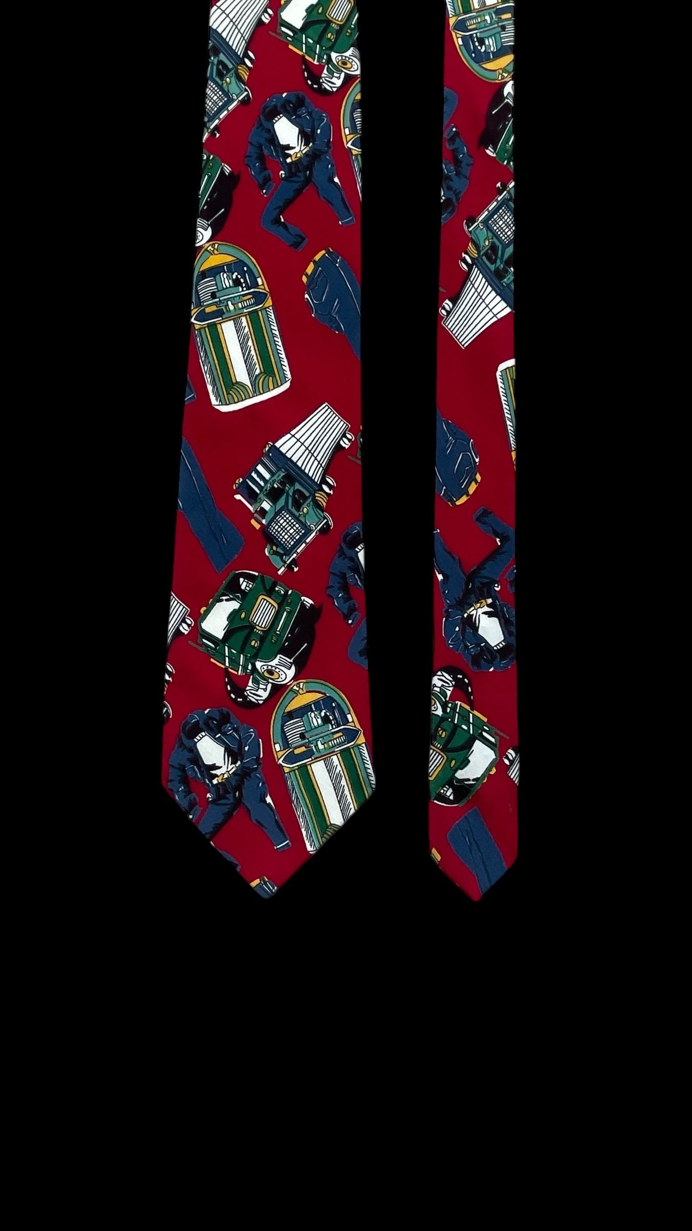 FERRARI Vintage Burgundy Novelty Crepe Silk Tie (8.8 cm by 144 cm) Medium front size.