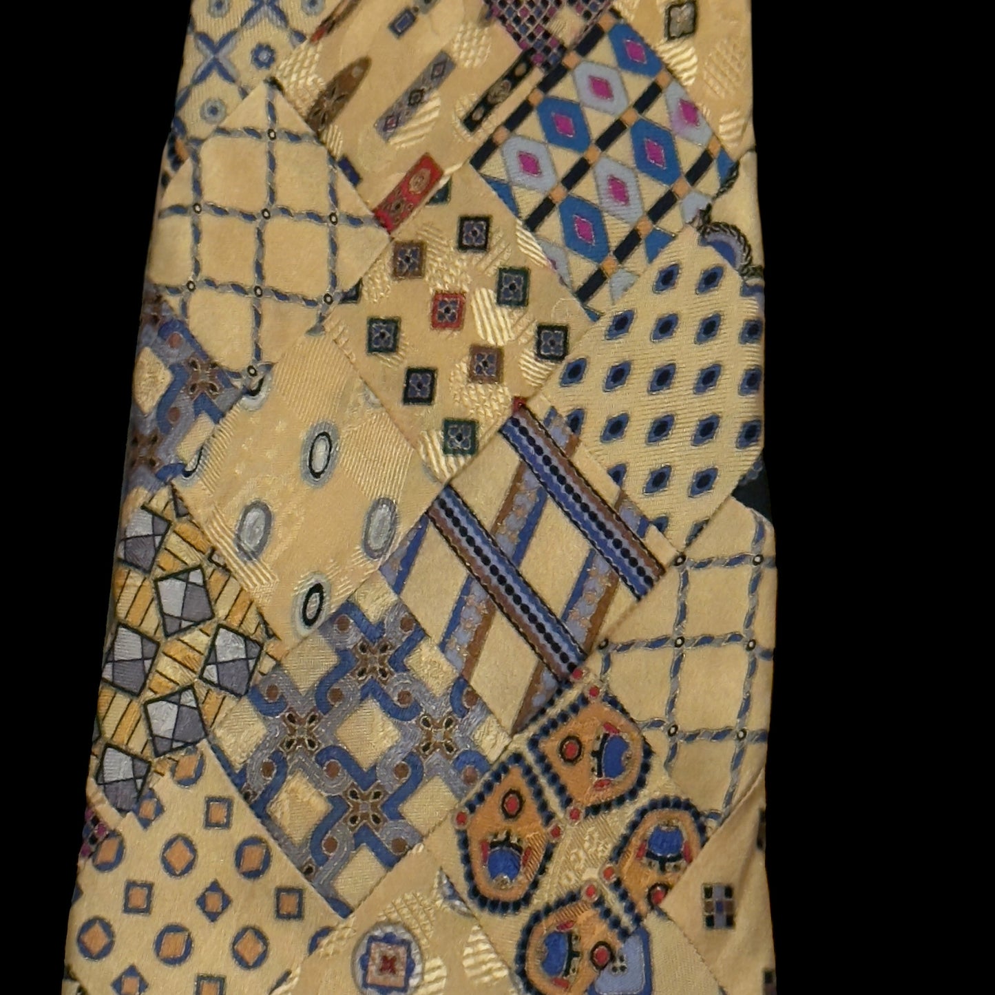 STEFANO RICCI Vintage Yellow Abstract Patchwork Silk Jacquard Tie (9.8 cm by 163.5 cm) Very Long