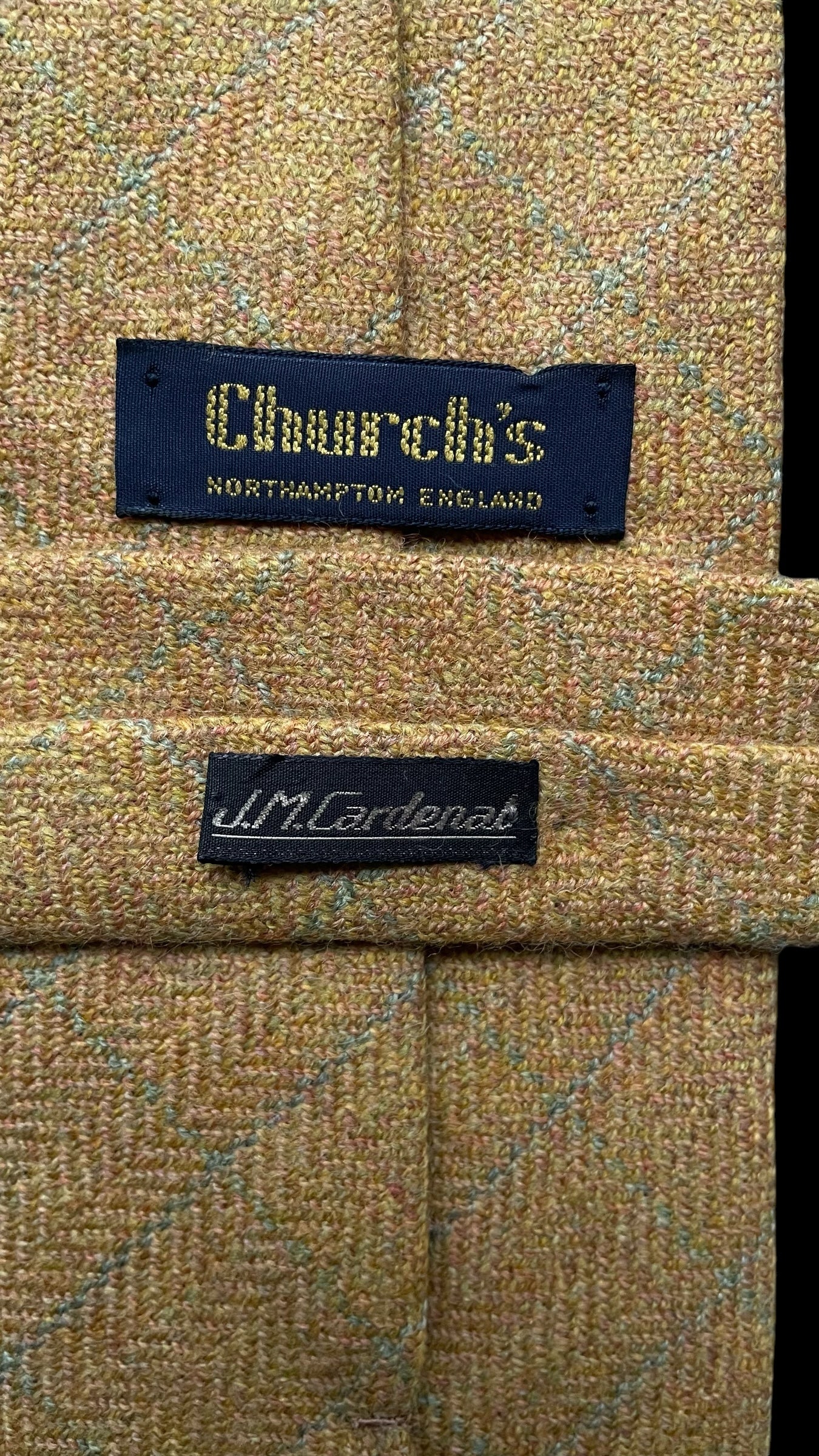 CHURCH’S Vintage Mustard colour Herringbone Wool Tie (8.7 cm by 151 cm) Longer length