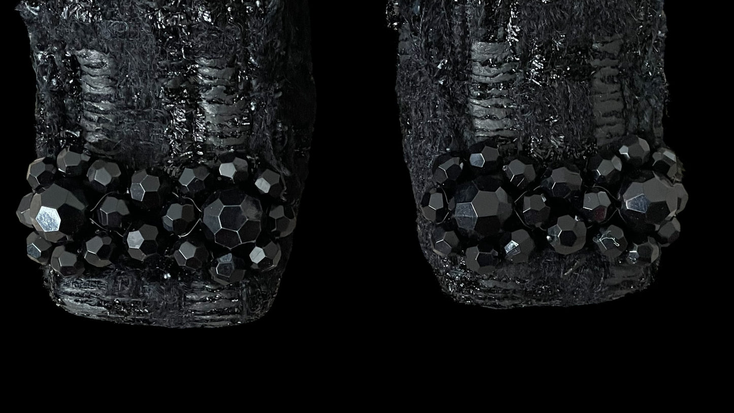 SIMONE ROCHA Women’s Black Embellished Tweed Block-Heel Shoes (Euro Size 36) U.K. 3.5