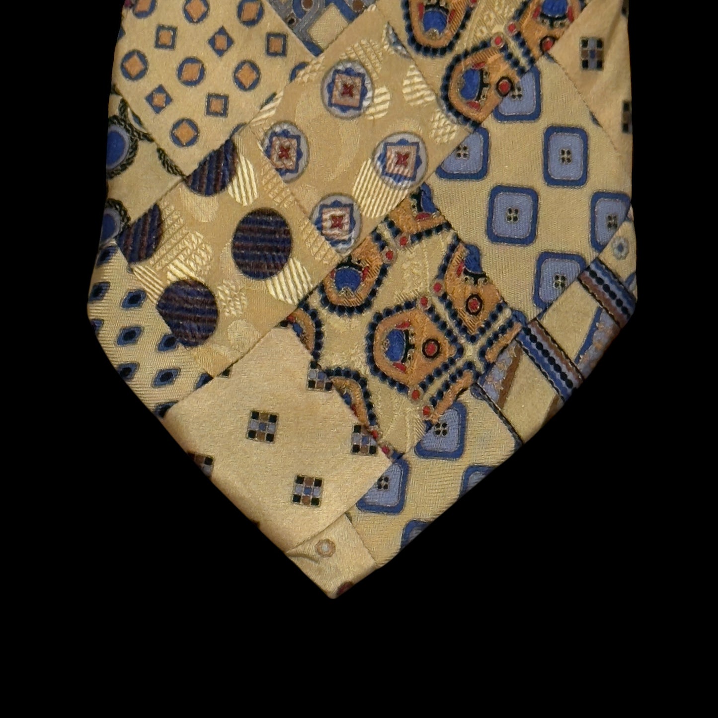 STEFANO RICCI Vintage Yellow Abstract Patchwork Silk Jacquard Tie (9.8 cm by 163.5 cm) Very Long