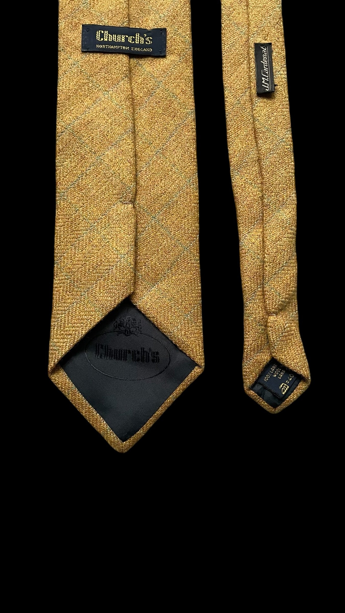 CHURCH’S Vintage Mustard colour Herringbone Wool Tie (8.7 cm by 151 cm) Longer length