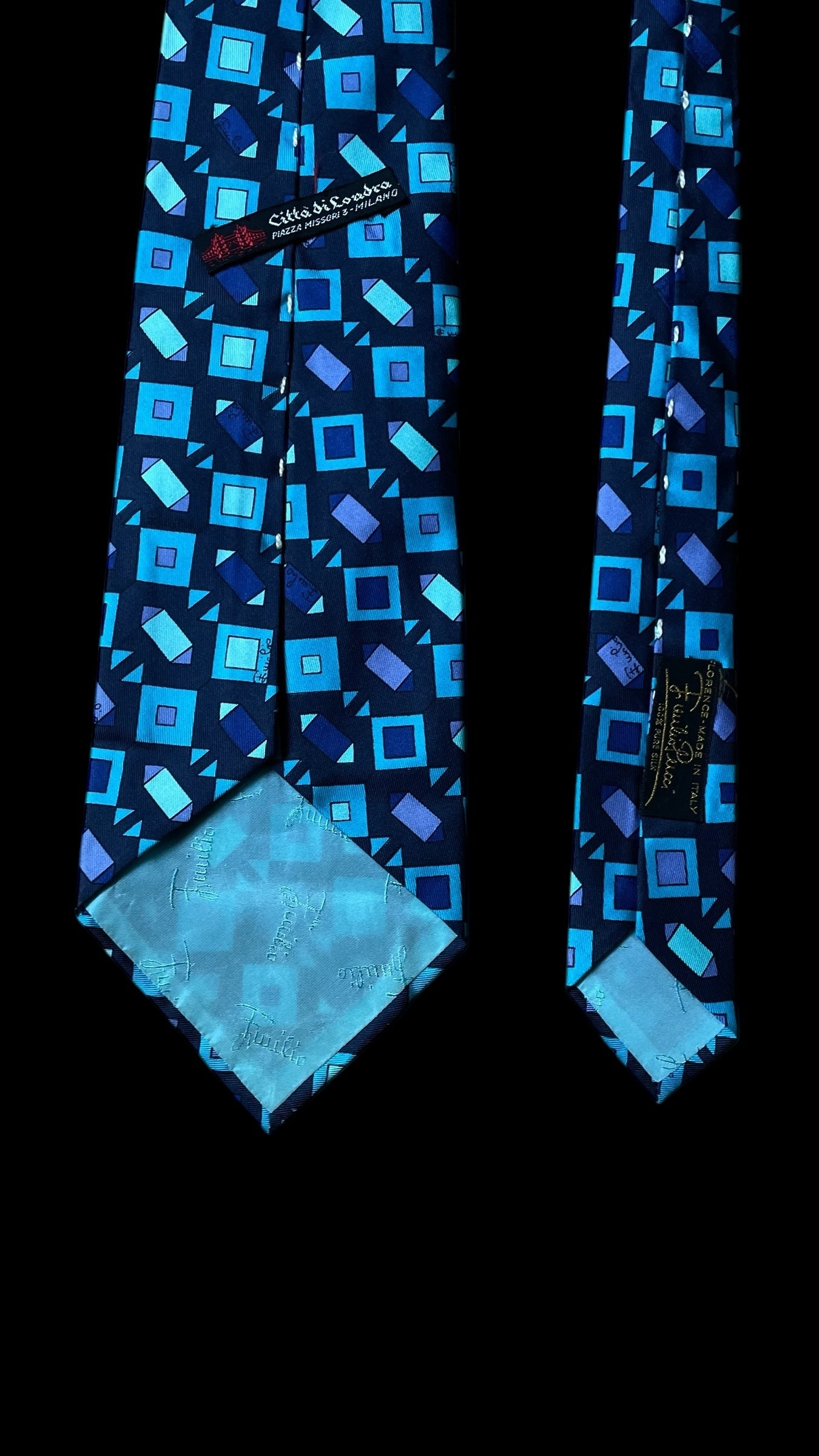 Navy-Blue Psychedelic Vintage Silk Tie by EMILIO PUCCI (10.2 cm by 132 cm) Wider Front Size