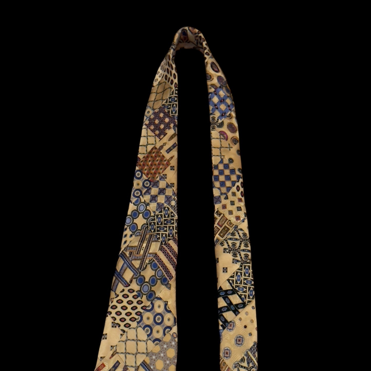 STEFANO RICCI Vintage Yellow Abstract Patchwork Silk Jacquard Tie (9.8 cm by 163.5 cm) Very Long
