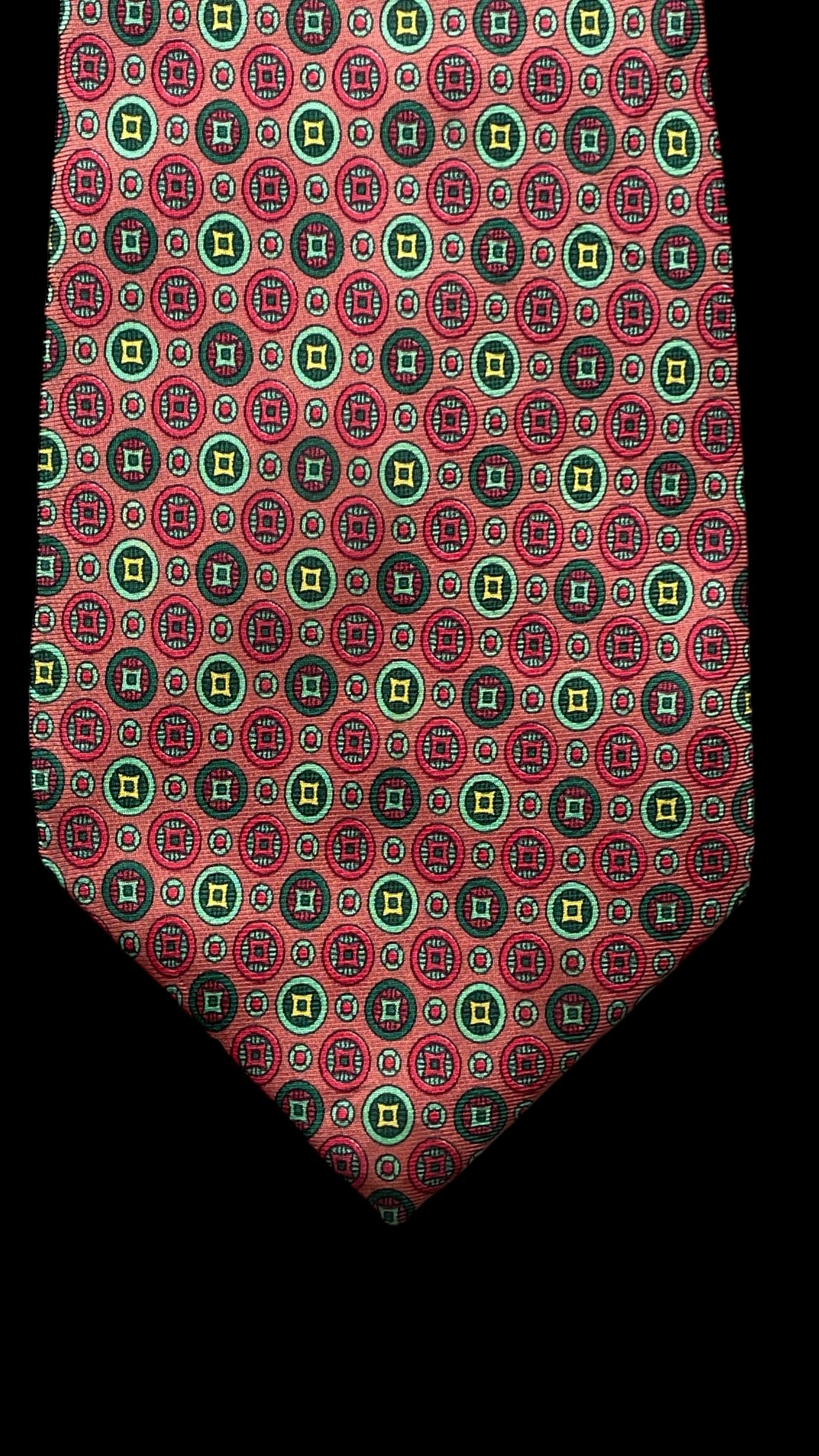 GUY LAROCHE  Vintage Salmon Colour Geometric Dots Silk Tie (9.8 cm by 149 cm)