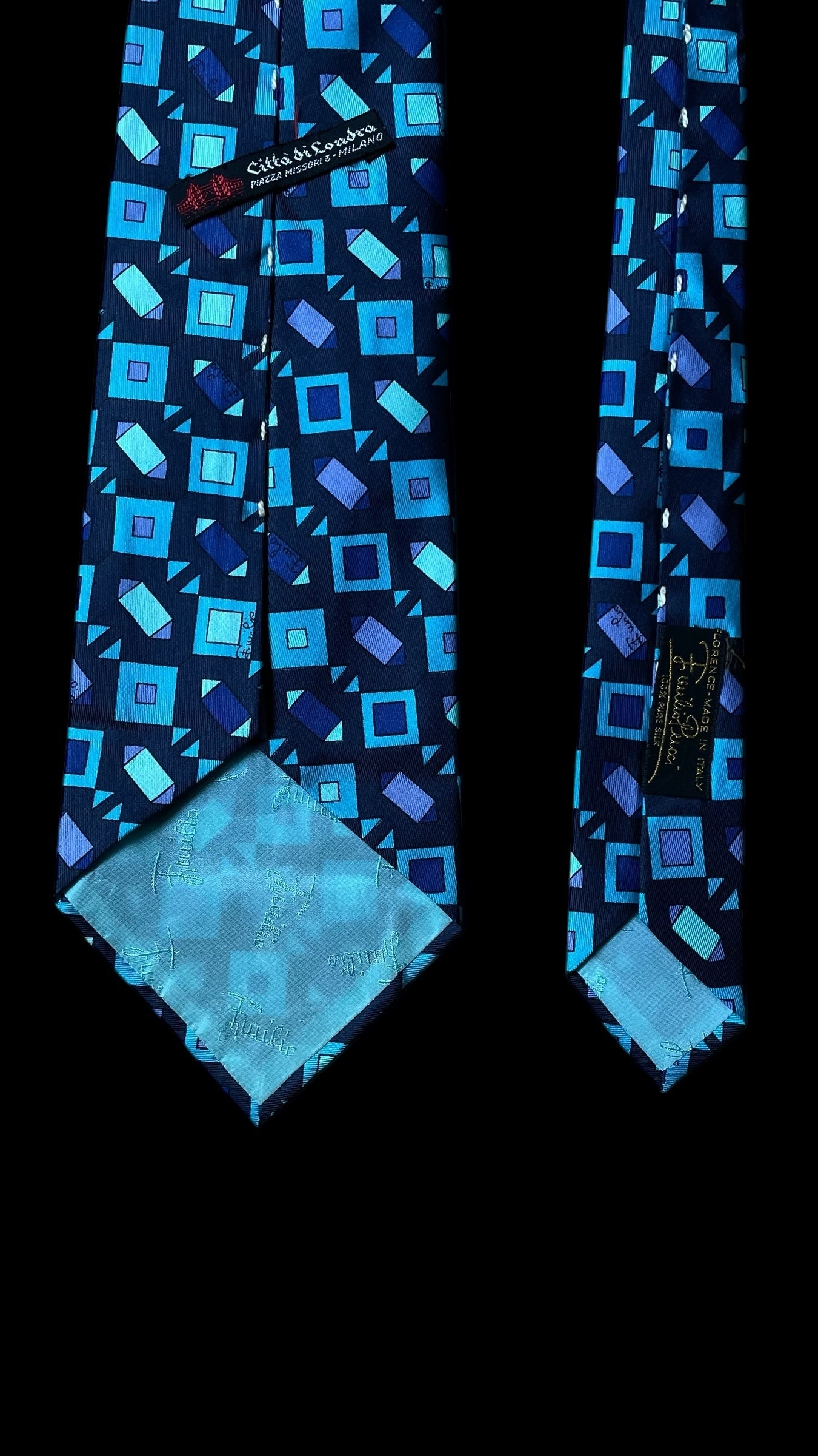 Navy-Blue Psychedelic Vintage Silk Tie by EMILIO PUCCI (10.2 cm by 132 cm) Wider Front Size