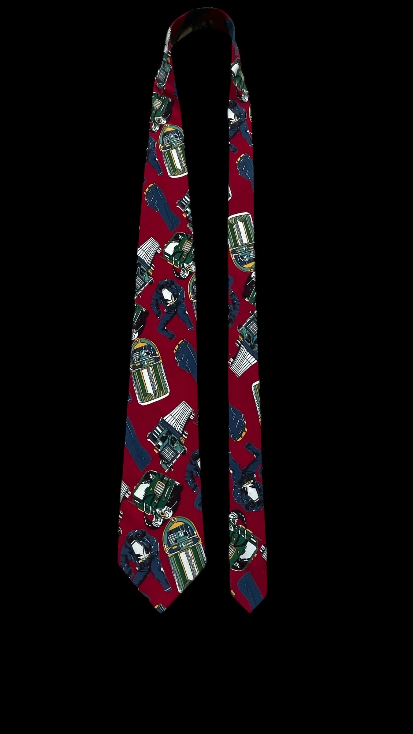 FERRARI Vintage Burgundy Novelty Crepe Silk Tie (8.8 cm by 144 cm) Medium front size.