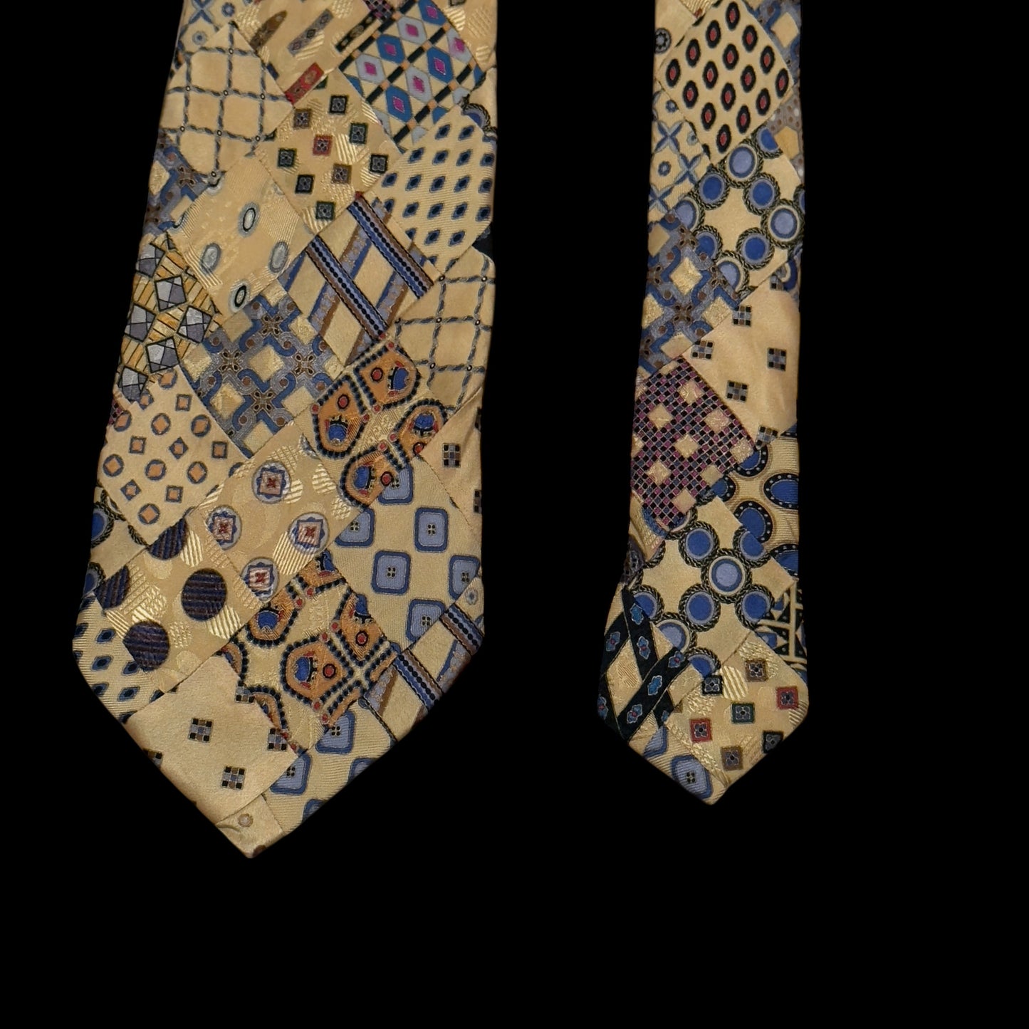 STEFANO RICCI Vintage Yellow Abstract Patchwork Silk Jacquard Tie (9.8 cm by 163.5 cm) Very Long