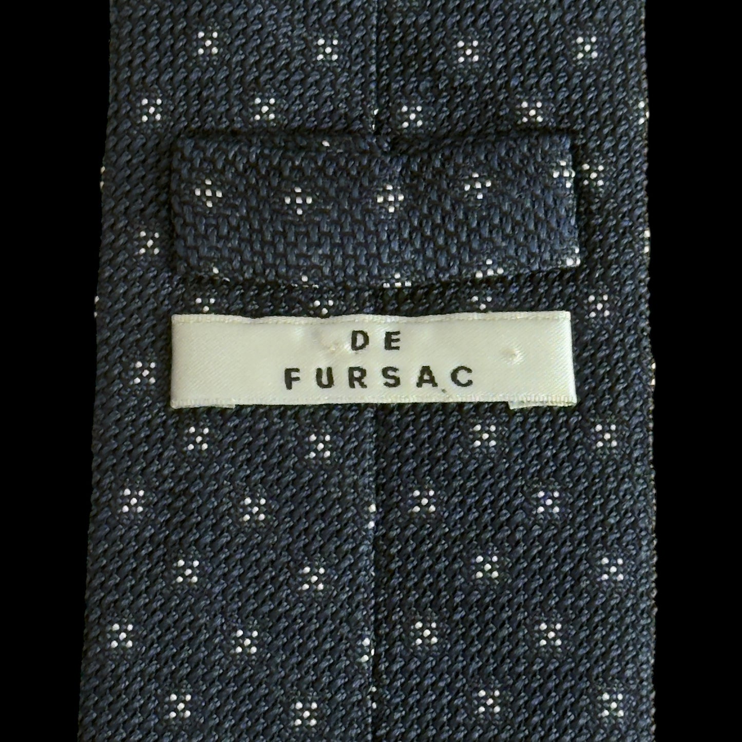 Vintage Navy Blue Geometric Dots Silk Tie By DE FURSAC (7 cm by 154.5 cm)