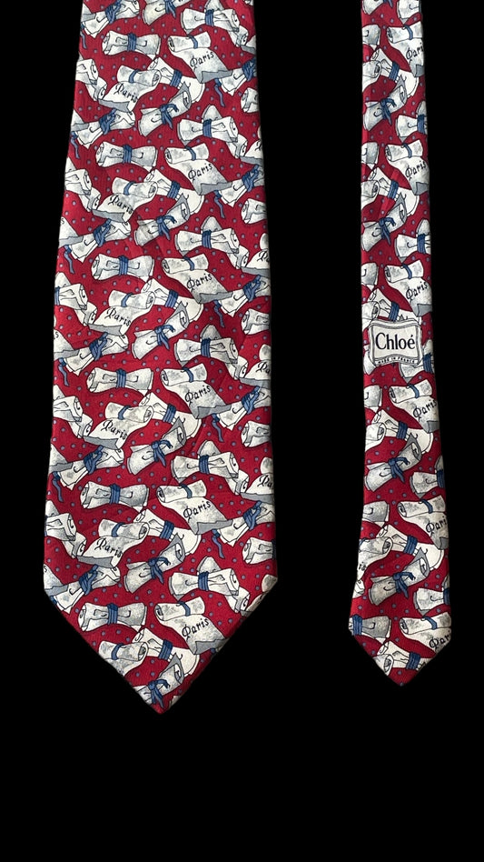 Novelty vintage silk tie by CHLOE (9.1 cm by 150 cm)