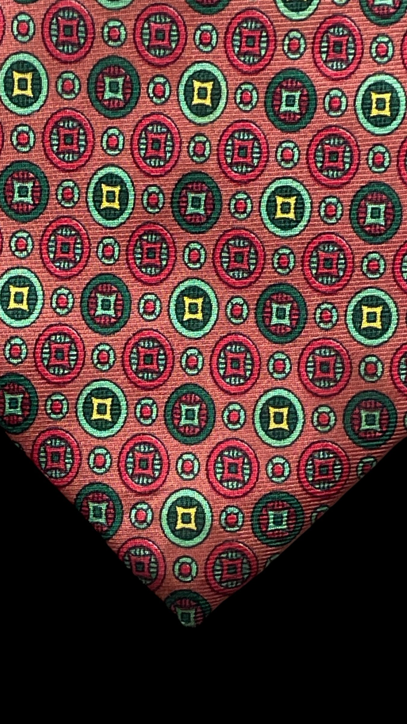 GUY LAROCHE  Vintage Salmon Colour Geometric Dots Silk Tie (9.8 cm by 149 cm)