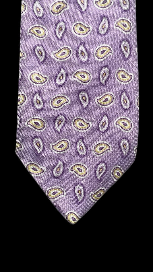 NICKY Vintage Lavender Paisley Silk-Linen Blended Tie (7.7 cm by 158 cm) Medium front size.